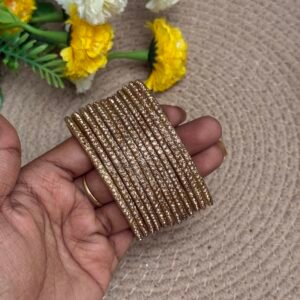 Border Glass Bangles - Gold Glitter border