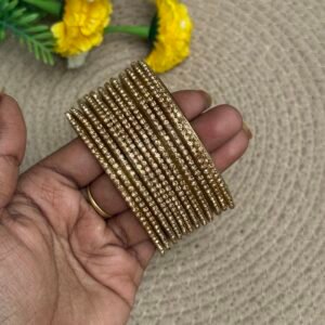 Border Glass Bangles - Gold chain