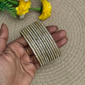 Border Glass Bangles - White Glitter border