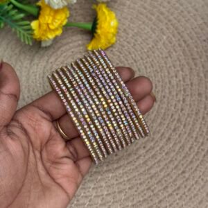 Border Glass Bangles - Gold multi stone