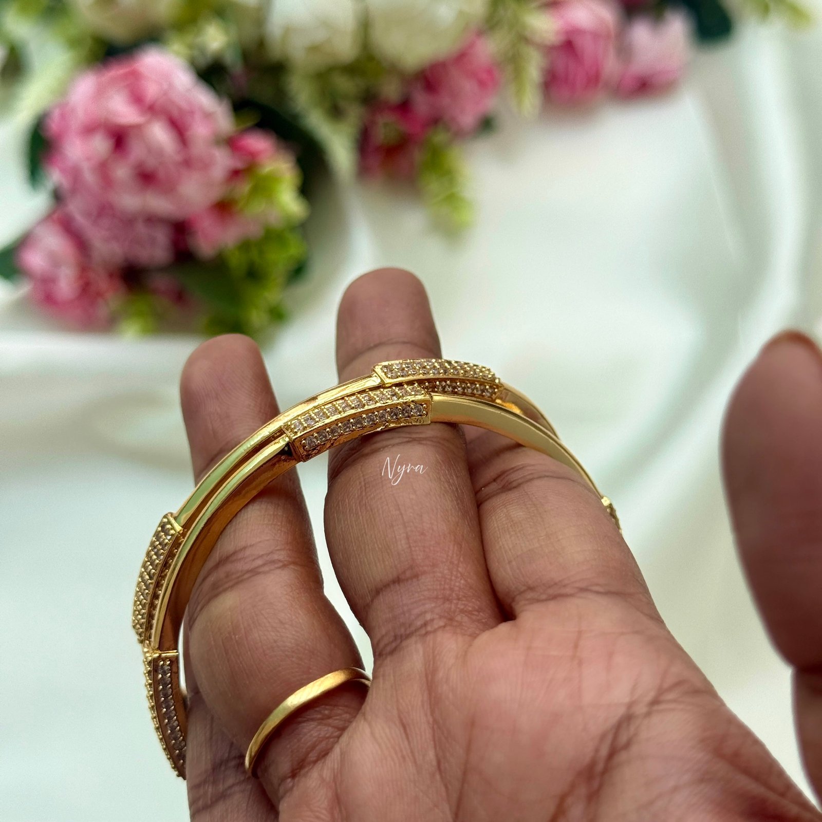 Diamond alike micro plated bangles - Image 2