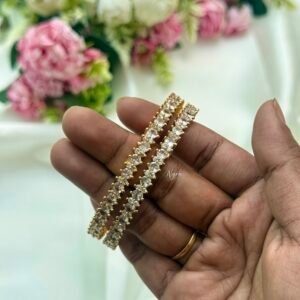 3 White stone micro plated bangles