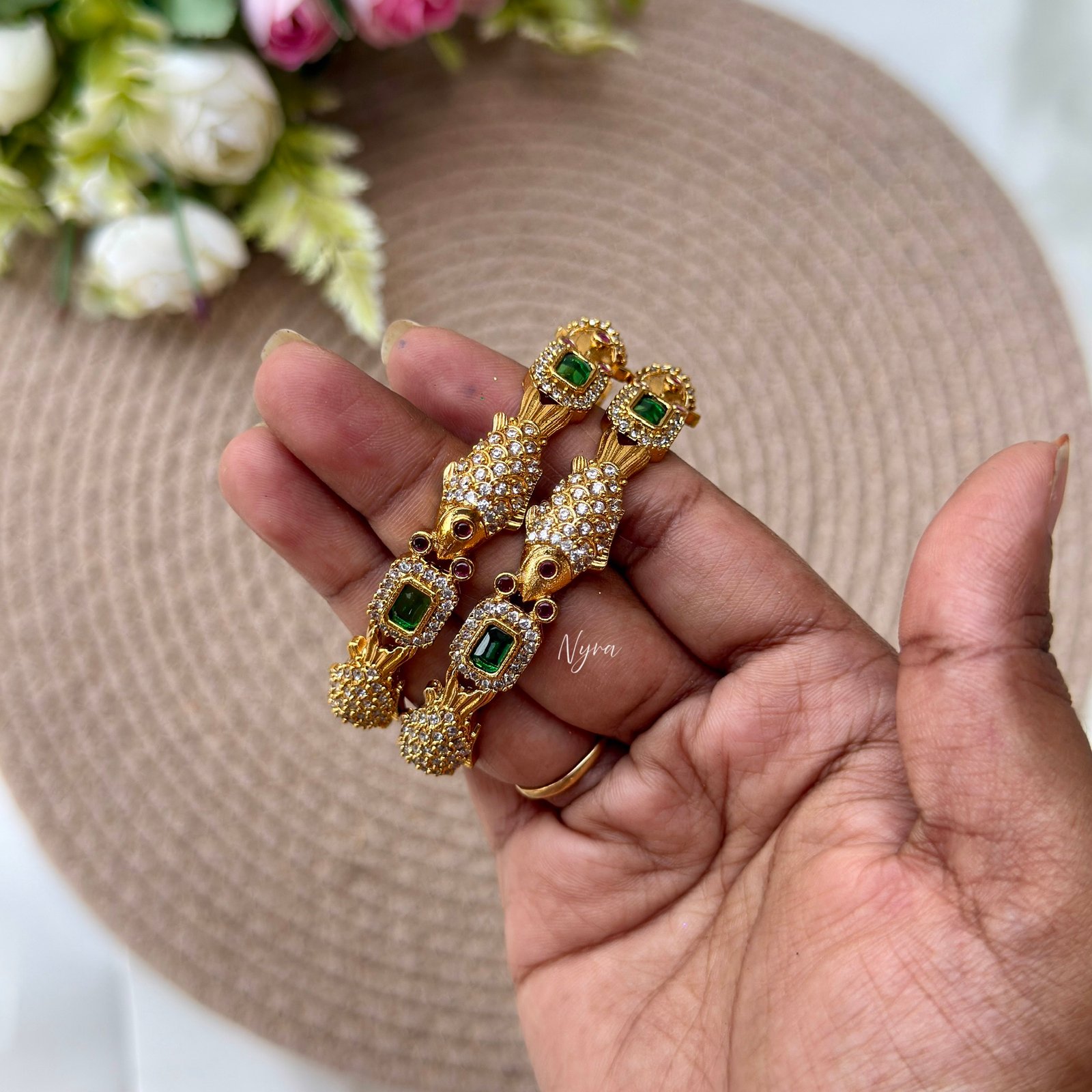 Fish diamond replica bangles