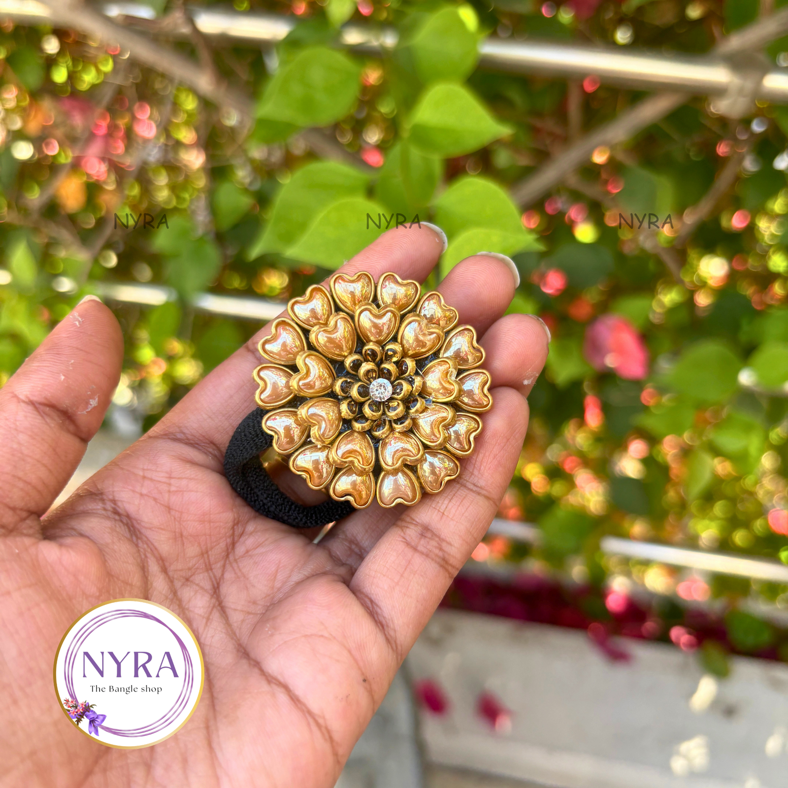 Kundan hair band - Golden Heart