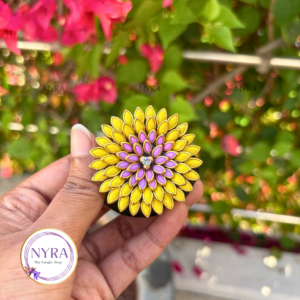 Kundan hair band - Yellow lavender petal