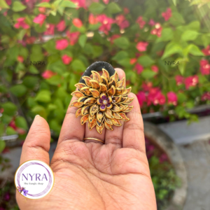 Kundan hair band - Golden mango petal