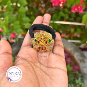 Kundan hair band - Lakshmi coin and idol