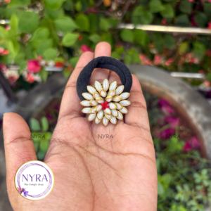 Kundan hair band - White floral