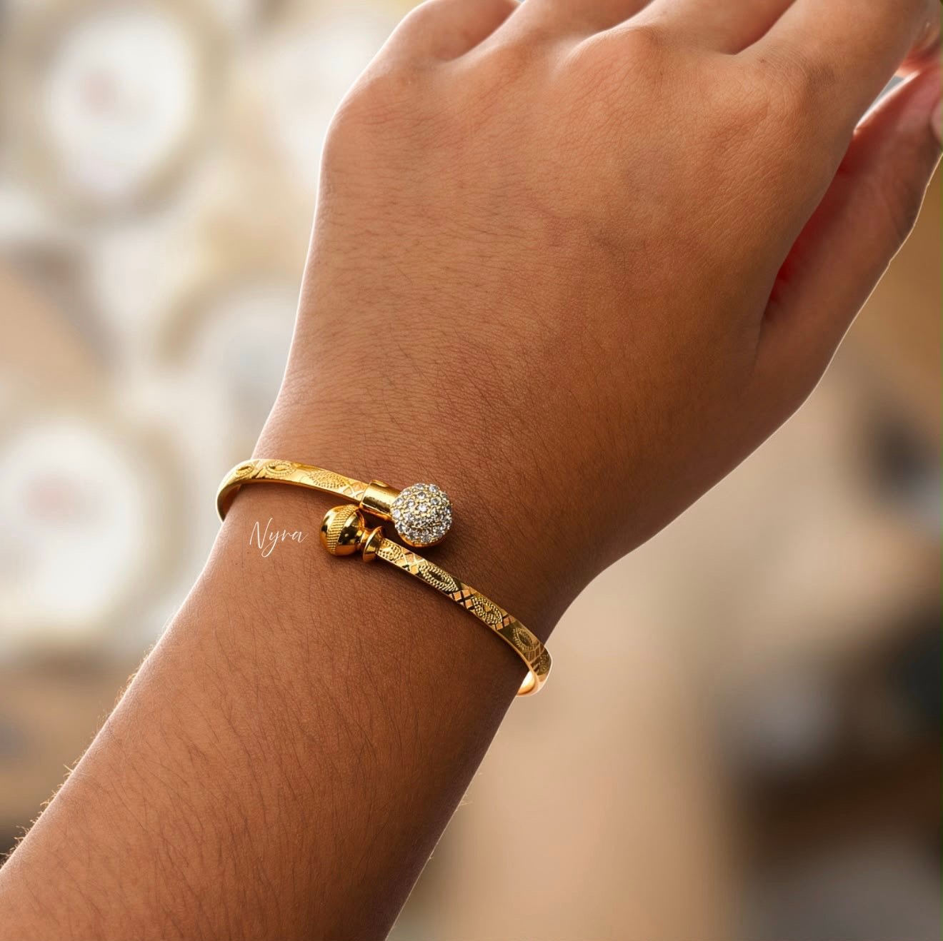 Luxury Gold-Tone Crystal Adjustable Bracelet