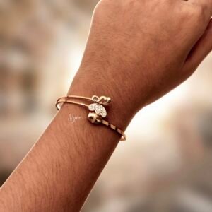 Elegant Butterfly white Crystal Gold-Tone Adjustable Bracelet