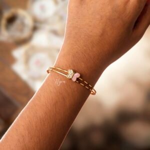Elegant Pink Butterfly Gold-Tone Adjustable Bracelet