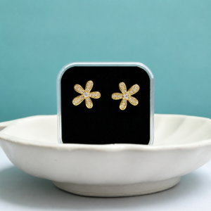 Elegant gold-tone flower stud
