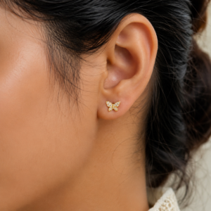Elegant butterfly stud earring