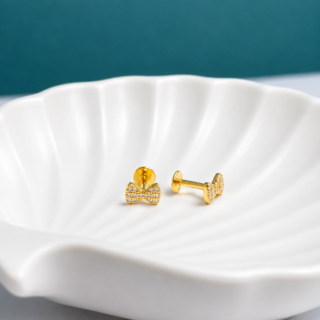 Elegant Bow Crystal Stud Earrings - Image 2