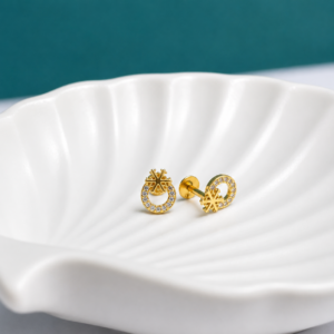 Gold Snowflake Crystal Stud Earrings