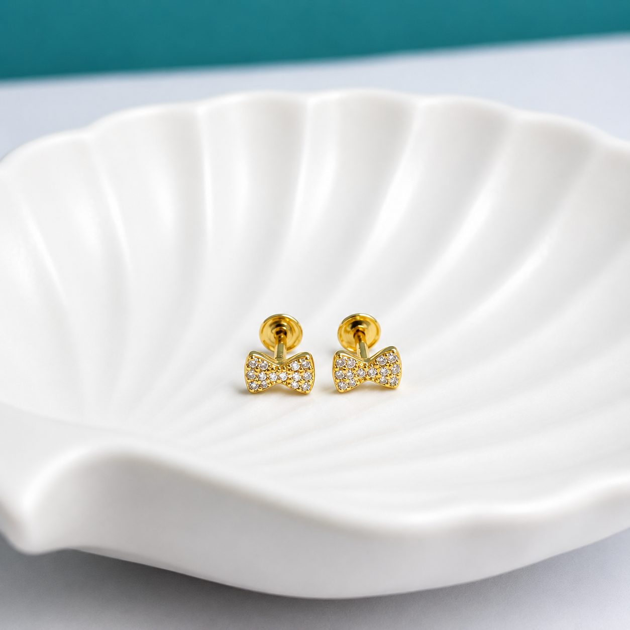 Elegant Bow Crystal Stud Earrings - Image 3