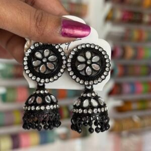 Round mirror black jhumka