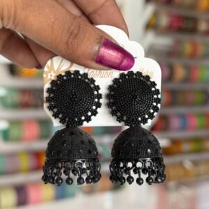 Round black matte jhumka