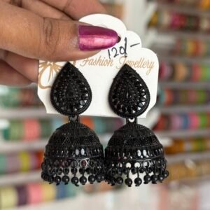 Drop black matte jhumka