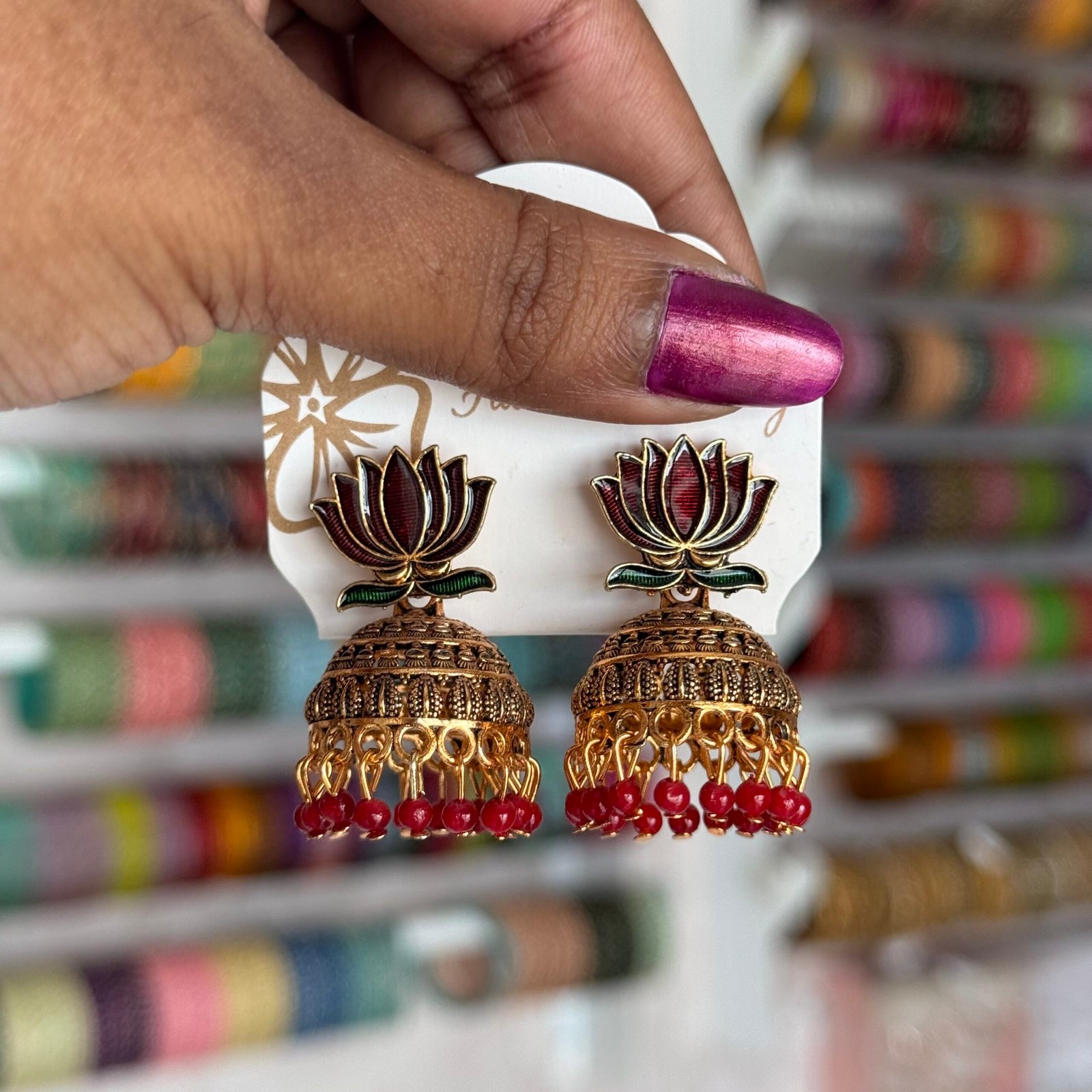 Big Lotus jhumka - Image 4