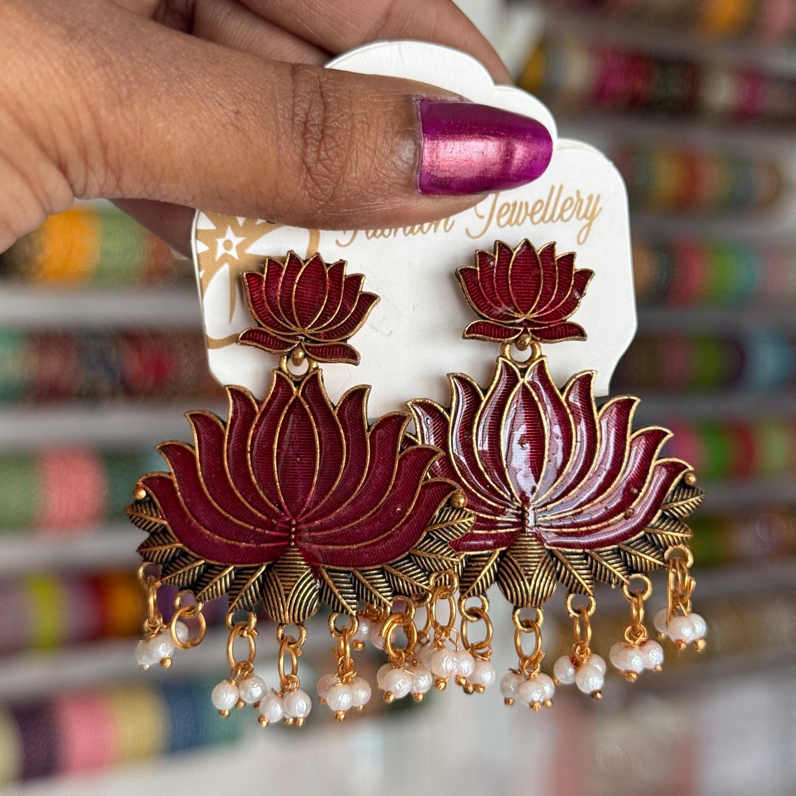 Lotus Hanging Earring - Image 3