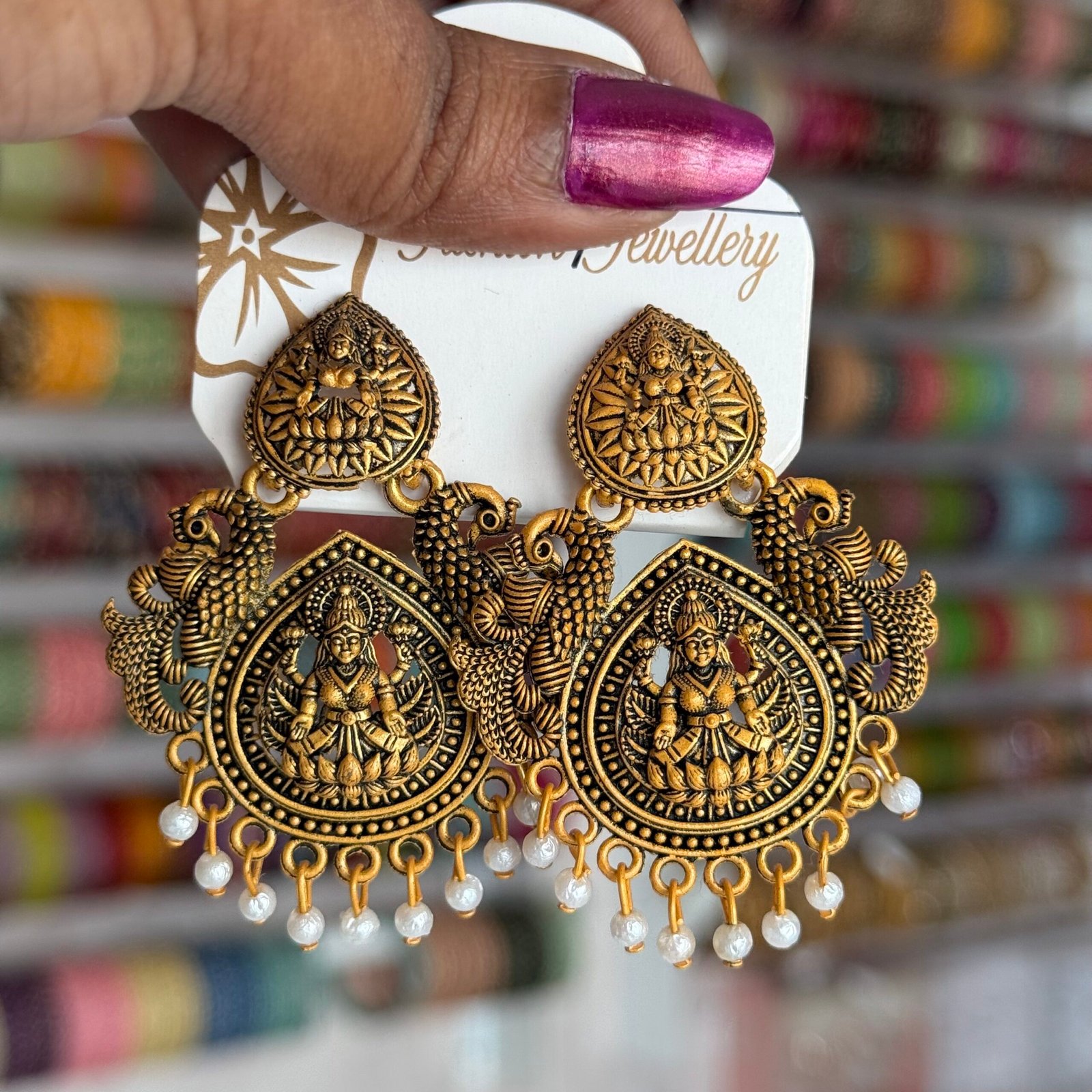 Lakshmi matte handing earring