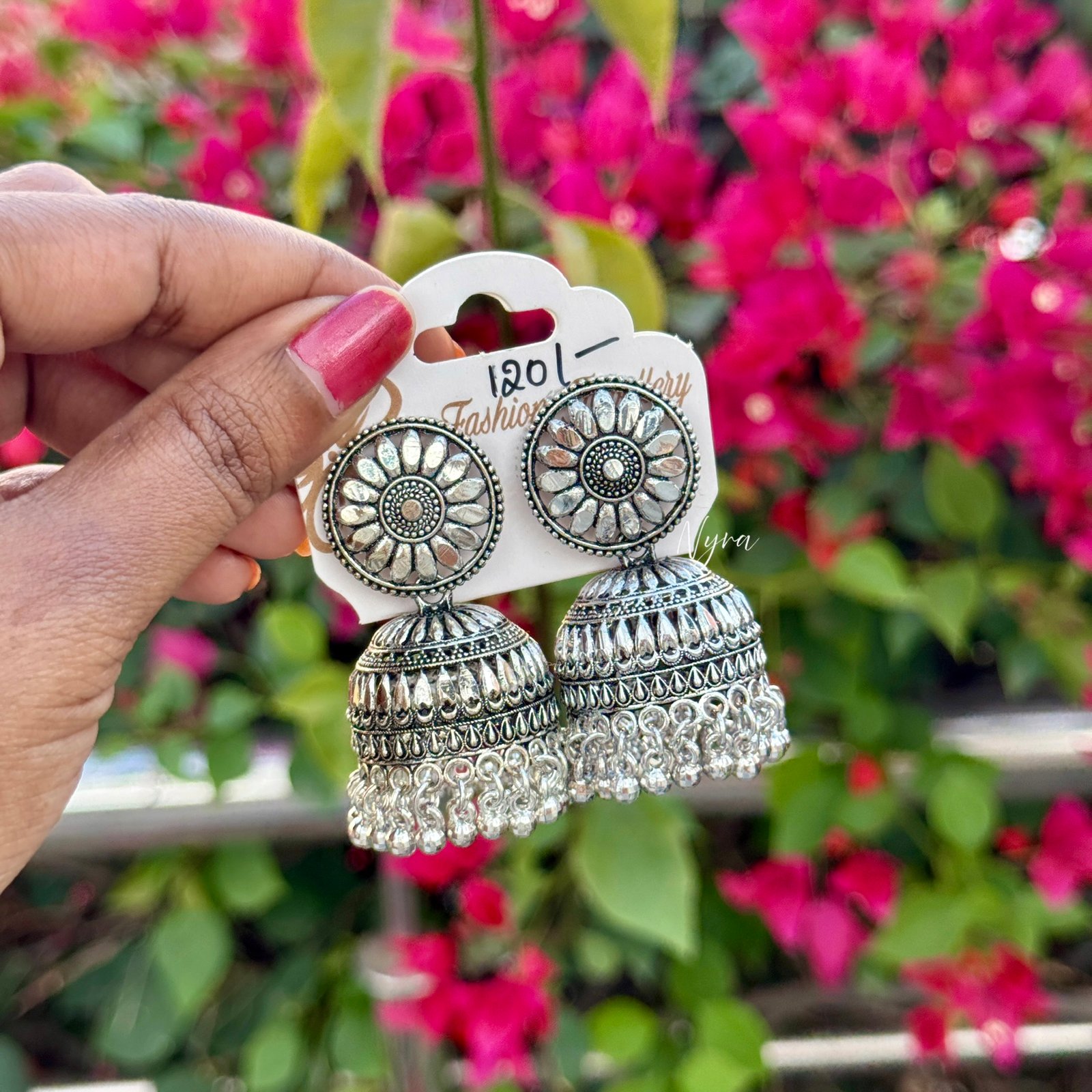 Oxidised Chakra Jhumka