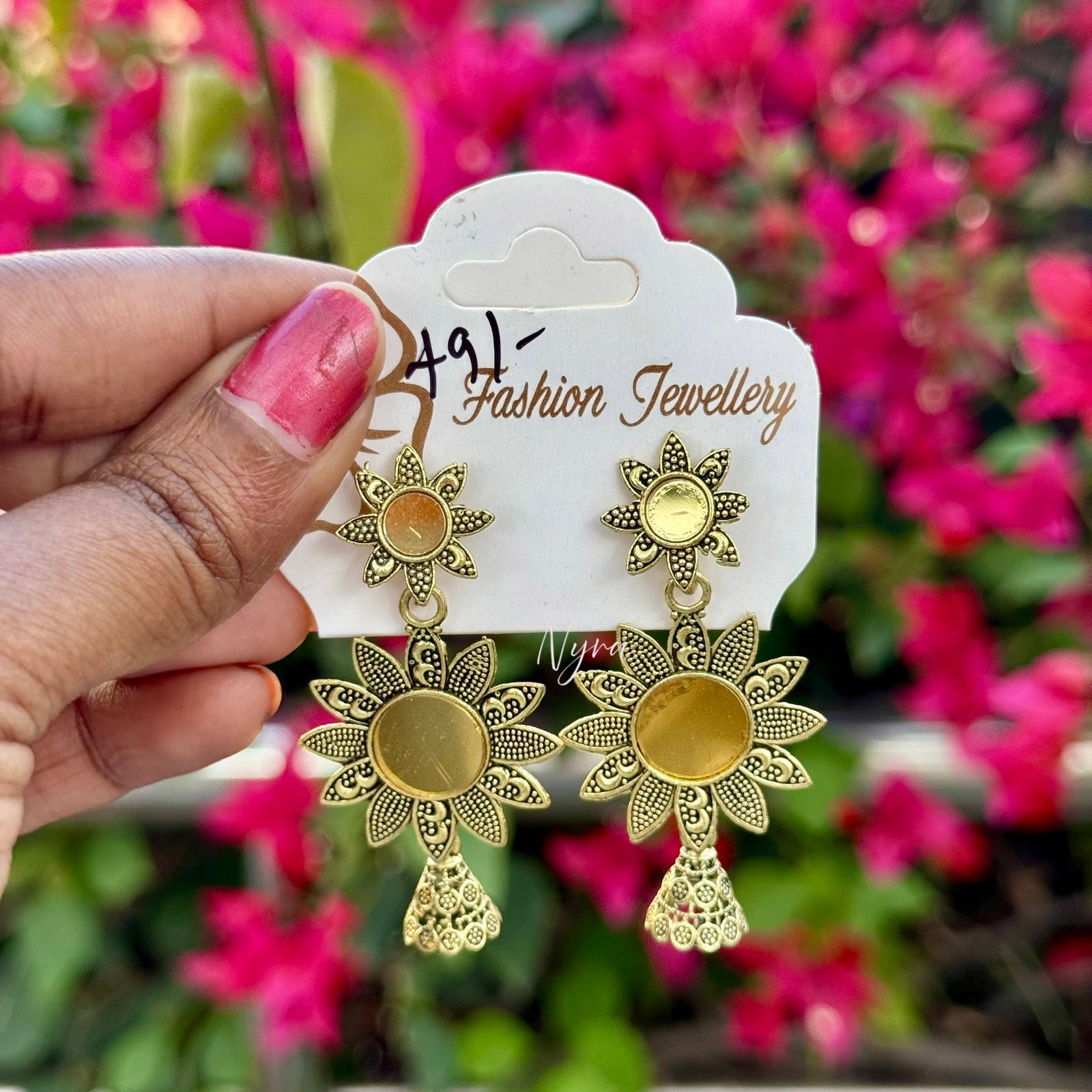 Flower Gold Mirror earring