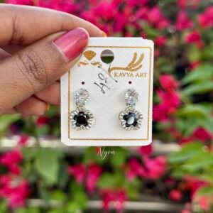 White stone flower hanging earring
