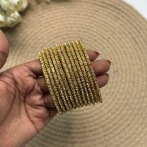 Border Glass Bangles - white moon border