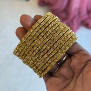 Border Glass Bangles - Gold heart border