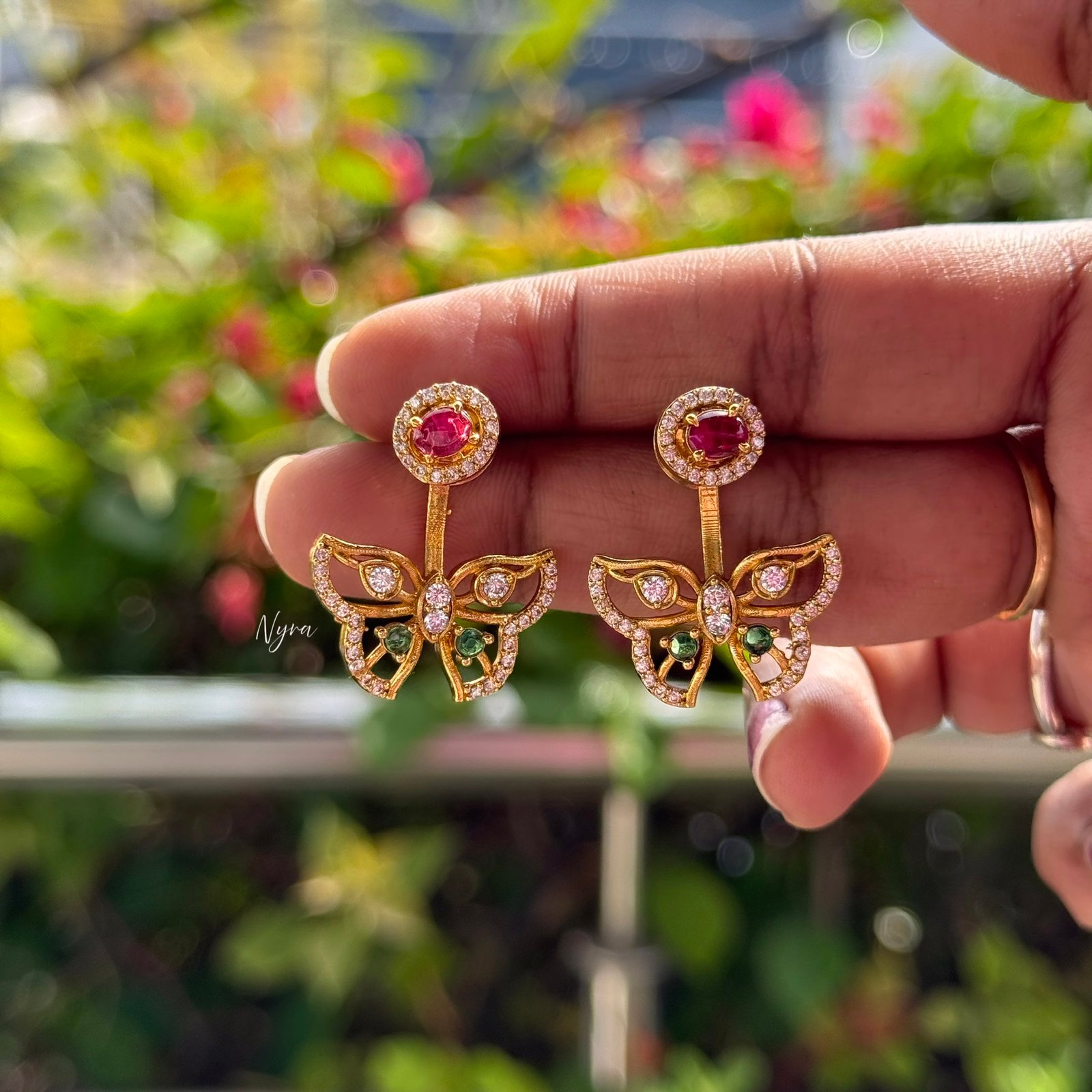 Elegant Butterfly Stone Stud Earrings 🦋✨